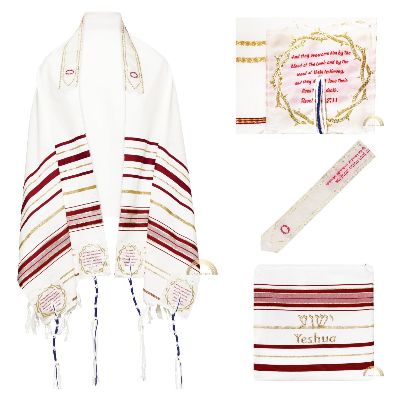 The Blood Of Yeshua The Messiah Red Prayer Shawl And Matching