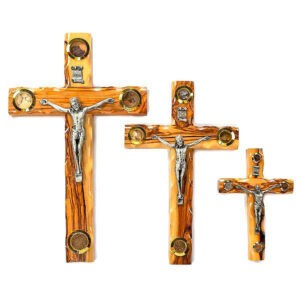 3 wooden crosses with Jesus