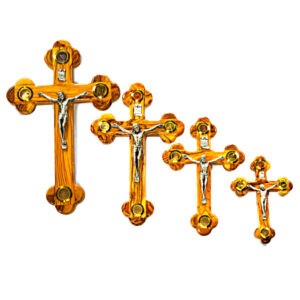 4 wooden crosses with Jesus