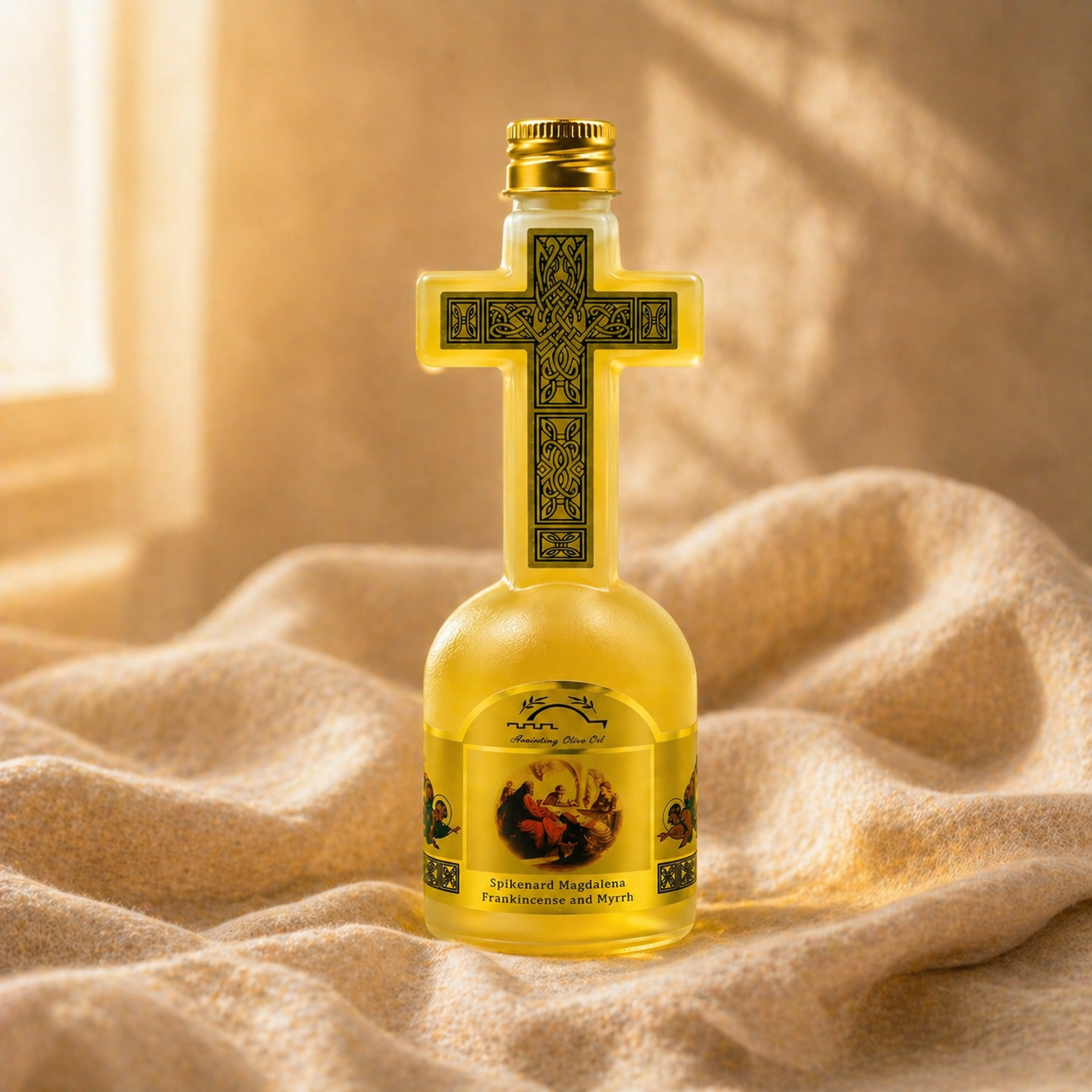 Holy Land Anointing Oil with Frankincense, Myrrh & Spikenard – Cross Bottle 120ml - Image 5
