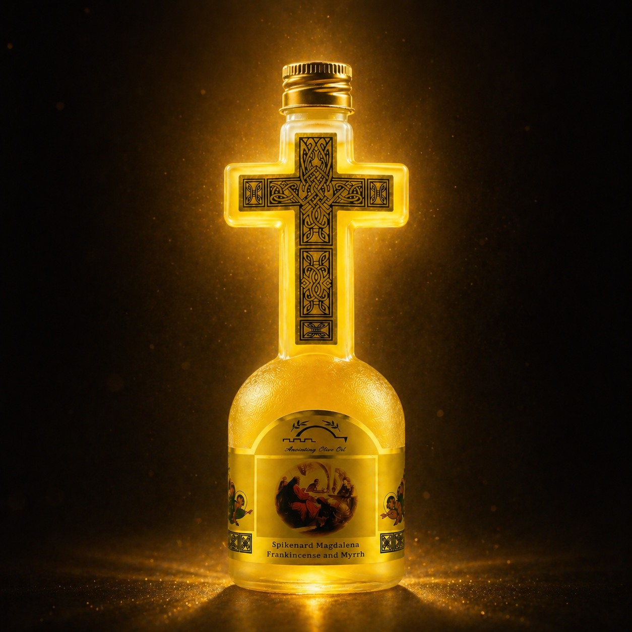 Holy Land Anointing Oil with Frankincense, Myrrh & Spikenard – Cross Bottle 120ml - Image 8