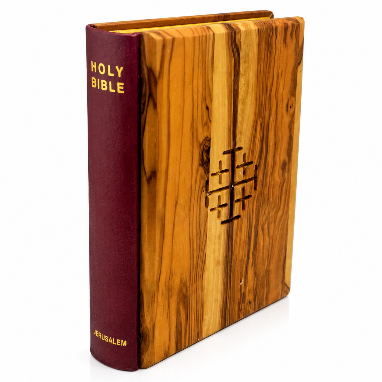 KJV Holy Bible with Olive Wood Cover from Jerusalem – Handcrafted King James Bible with Jerusalem Cross, Red Letter Edition & Holy Land Photos (Small & Medium) - Image 7