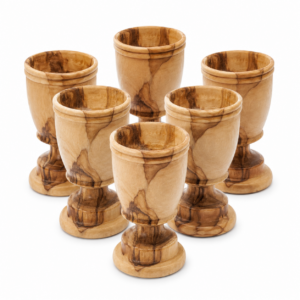 Handcrafted Olive Wood Communion Cups made from genuine Holy Land olive wood, 2.8 inches tall, pack of 12 for church communion services, ministries, and Christian worship.