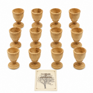 Handcrafted Olive Wood Communion Cups made from genuine Holy Land olive wood, 2.4 inches tall, pack of 12 for church communion services, ministries, Bible study, and Christian worship.