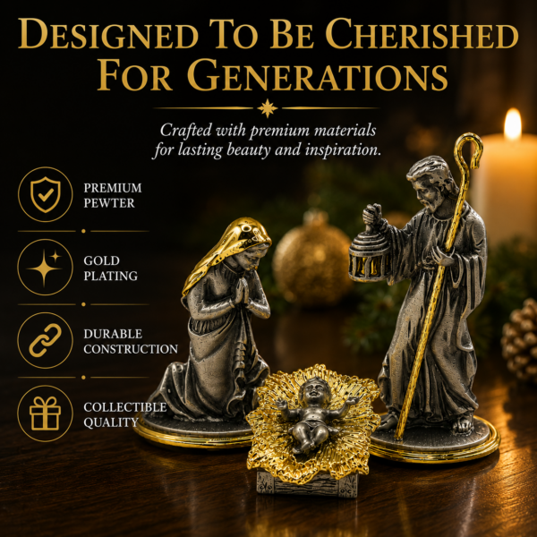 Metal Nativity Set | 3-Piece Holy Family Christmas Scene
