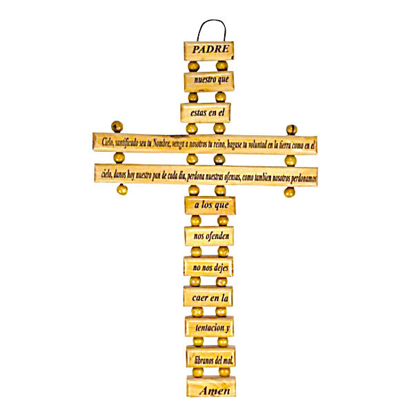 a cross with the Lord's prayer in Spanish