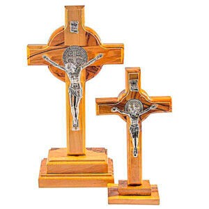 two wooden crosses with Jesus