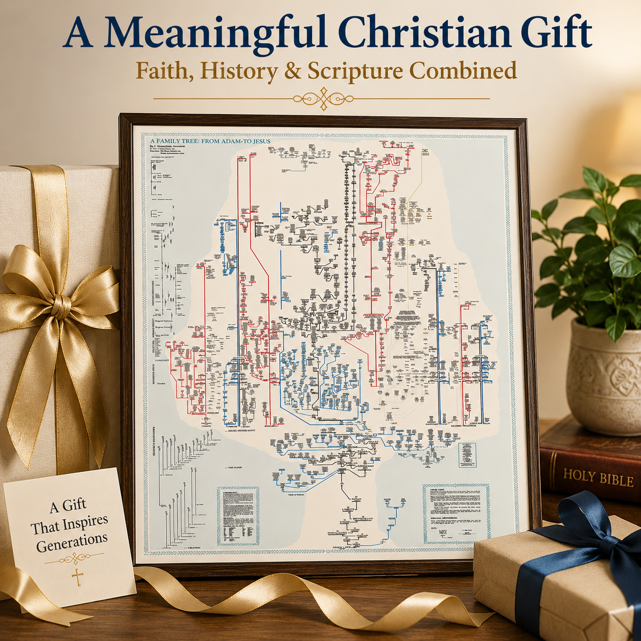 Family Tree from Adam to Jesus Poster – Biblical Genealogy Chart, Scripture Timeline Wall Art, Christian Bible Study & Church Teaching Poster (38" x 27") - Image 5