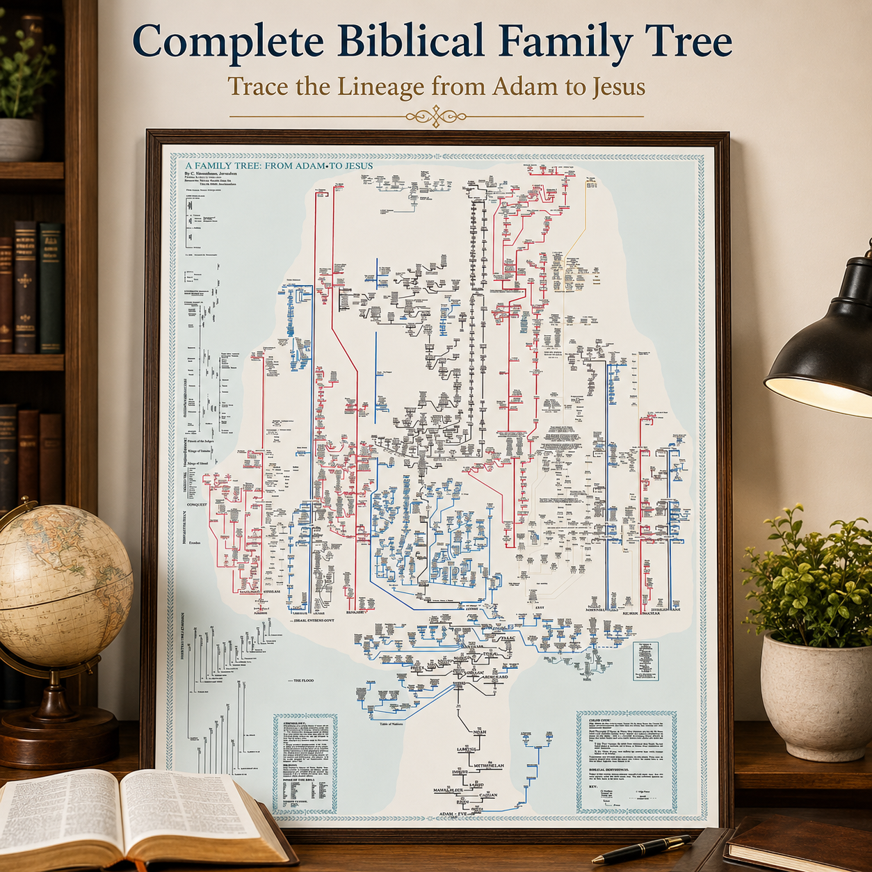 Family Tree from Adam to Jesus Poster – Biblical Genealogy Chart, Scripture Timeline Wall Art, Christian Bible Study & Church Teaching Poster (38" x 27") - Image 7