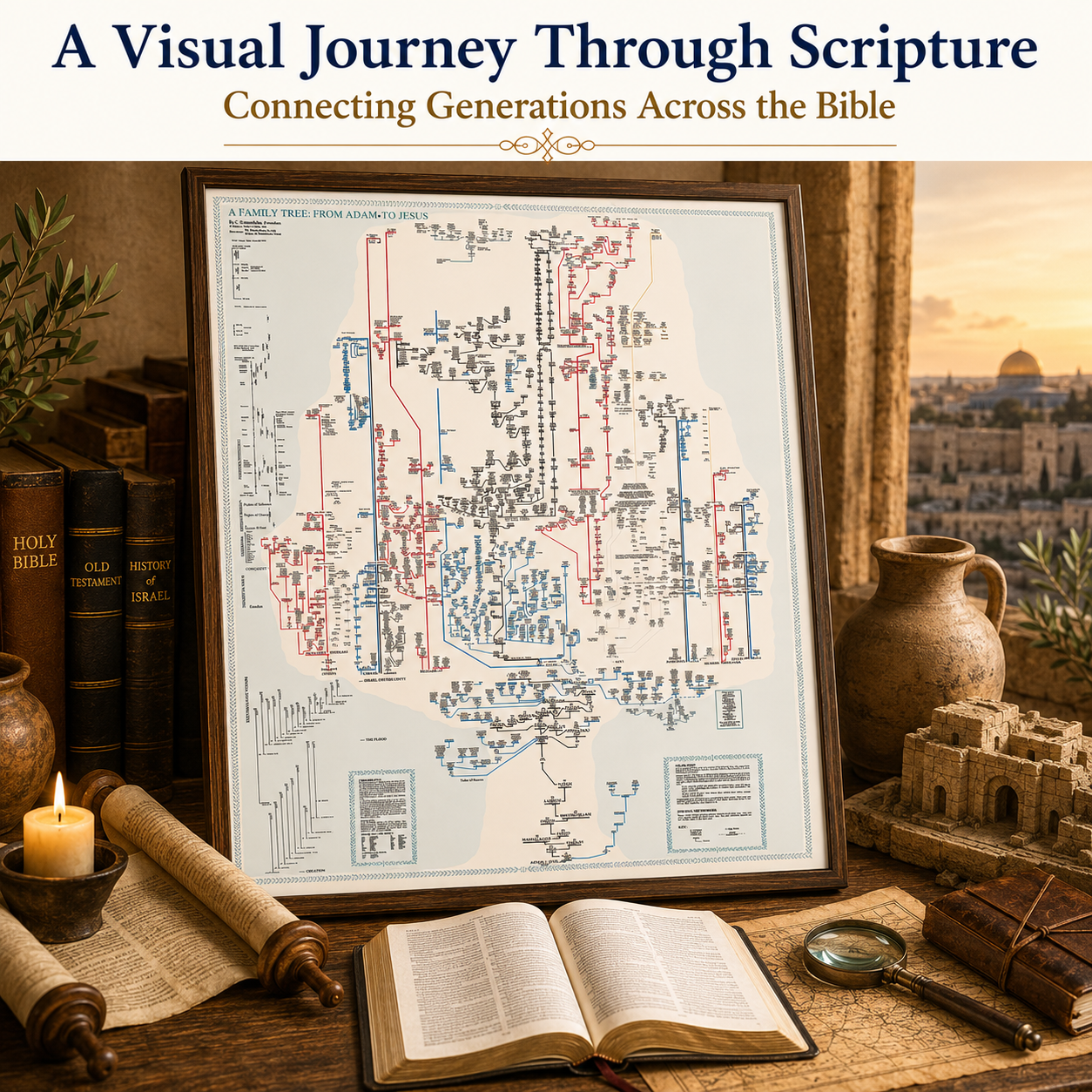 Family Tree from Adam to Jesus Poster – Biblical Genealogy Chart, Scripture Timeline Wall Art, Christian Bible Study & Church Teaching Poster (38" x 27") - Image 9