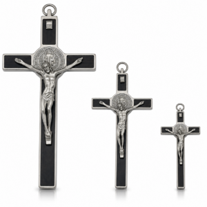St. Benedict Crucifix Wall Cross – Enamel Catholic Cross with Medal