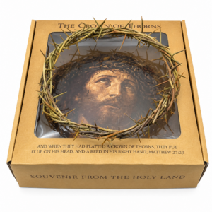 Authentic Crown of Thorns from Jerusalem handcrafted in Bethlehem from natural Ziziphus spina-christi thorn branches for Passion Plays, Easter services, and Christian home décor.