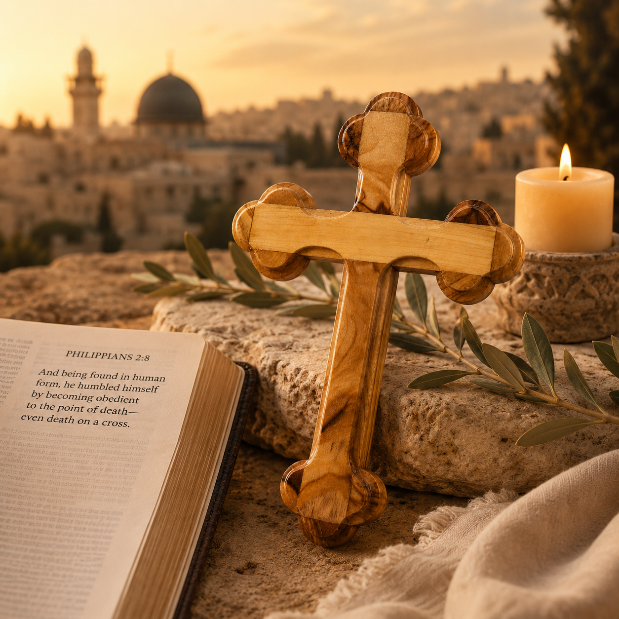 Olive Wood Byzantine Cross – Handcrafted 5" Bethlehem Christian Wall Cross – Wooden Holy Land Cross for Home, Prayer & Christian Gifts - Image 3