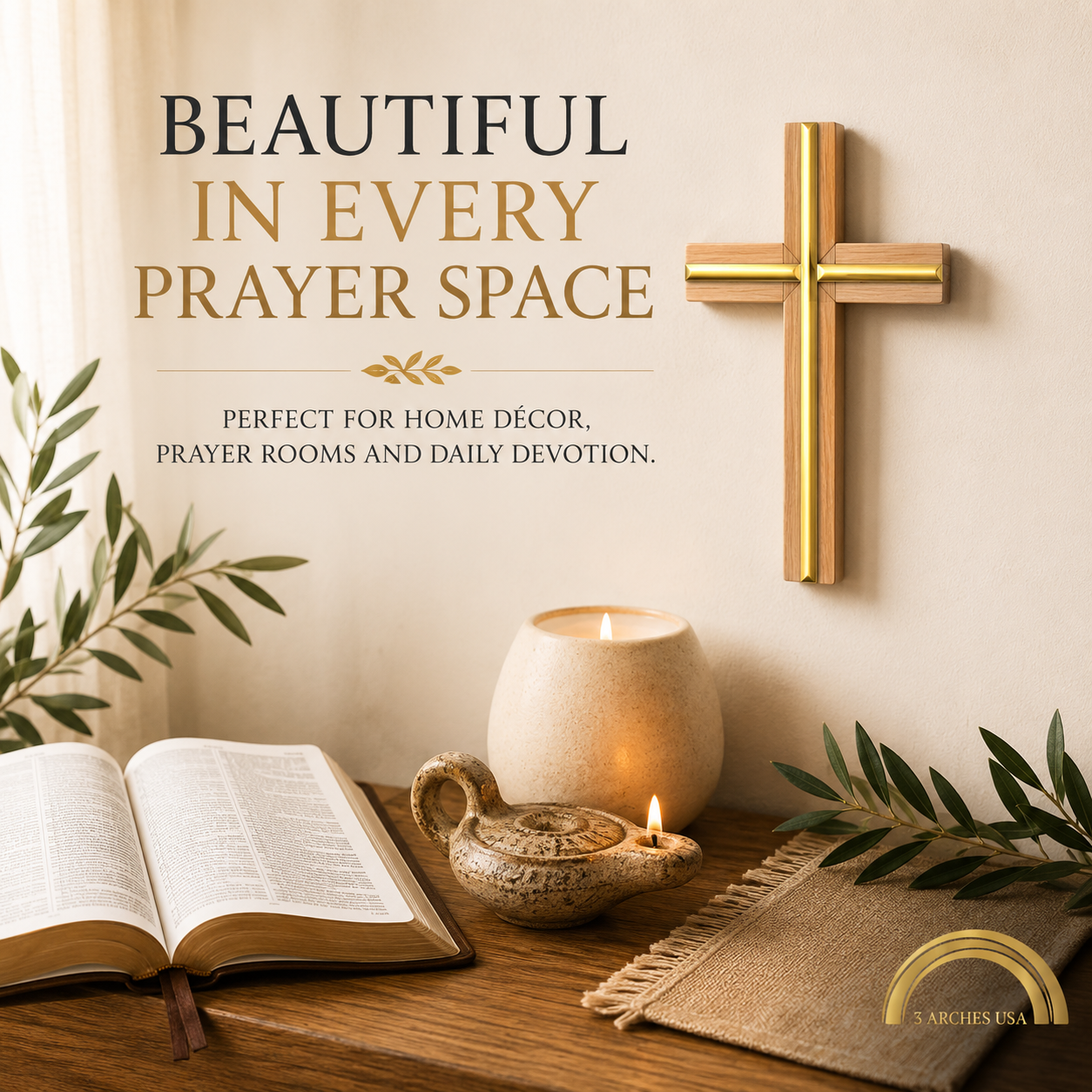 Wood Cross with Gold Inlay – 3" Wooden Christian Cross, Pack of 12 – Decorative Faith Crosses for Church, Sunday School, Baptism & Christian Gifts - Image 4