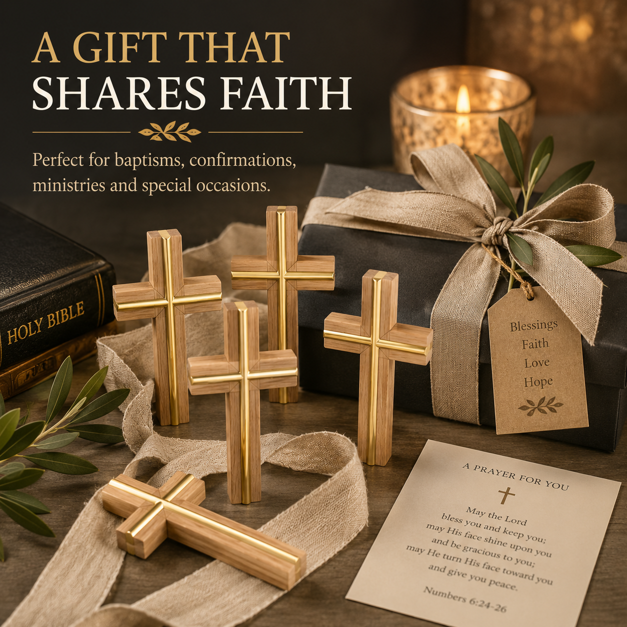 Wood Cross with Gold Inlay – 3" Wooden Christian Cross, Pack of 12 – Decorative Faith Crosses for Church, Sunday School, Baptism & Christian Gifts - Image 7