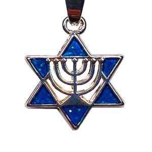star of david pendant with a menorah