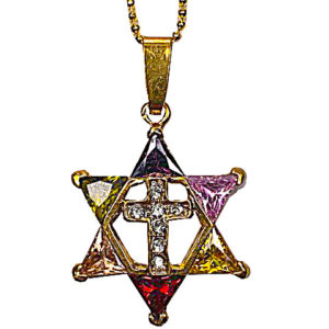 a star of david pendant with a cross