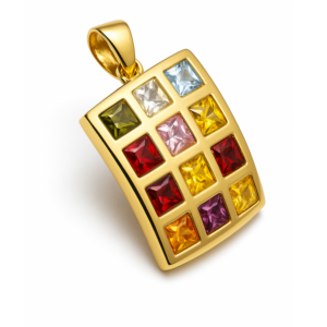 Ephod Breastplate Necklace – 12 Tribes of Israel Hoshen Pendant, Gold Plated Biblical High Priest Breastplate with CZ Stones, Holy Land Inspired Judaica Jewelry Gift for Men & Women, 20” Chain