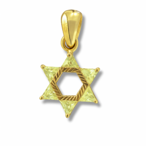 Star of David Sterling Silver Necklace for Women - 925 Sterling Silver Pendant with Multicolor CZ Stones - Gold Plated Holy Land Jewelry with 20in Chain