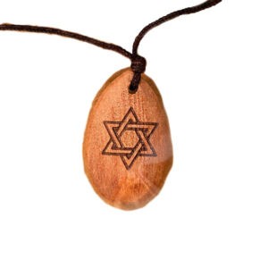 a wooden star of david pendant