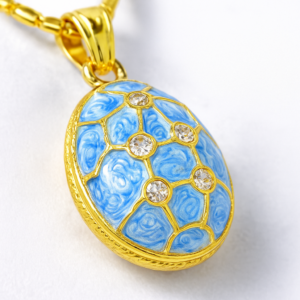 Handcrafted Faberge-Style Egg Pendant Necklace - Crystal-Adorned Gold-Plated Jewelry with 20-Inch Chain - Elegant Necklaces for Women in Luxury Presentation Box