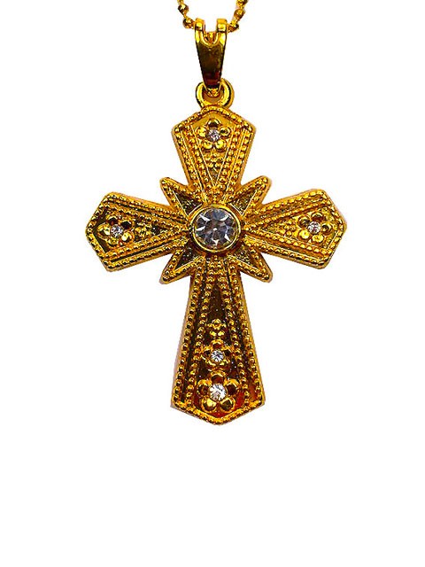 A 18K Gold plated shaped cross . Cross is plated 3 times gold – Christian  Products Co.