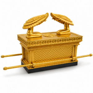 Extra Large Ark of the Covenant Replica with Carrying Poles – Gold Covered Biblical Display Chest – Removable Lid – 21" Holy Temple Replica for Churches, Congregations & Biblical Events