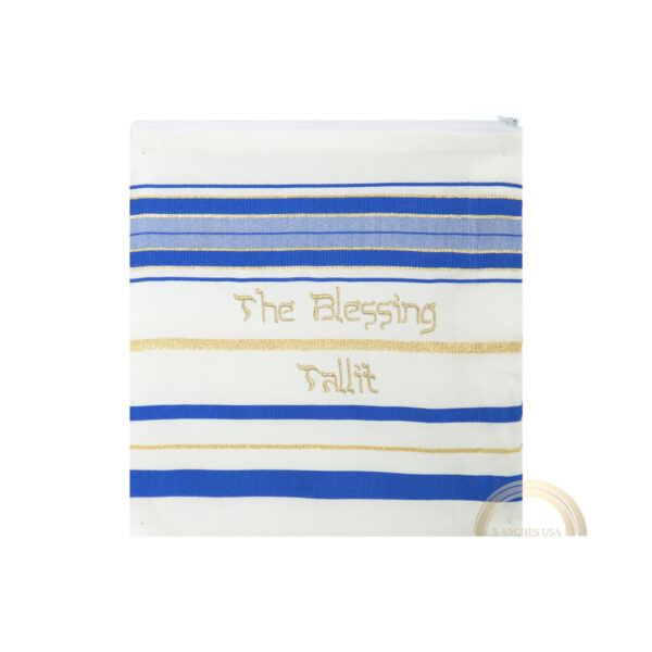 The Blessing Tallit, Messianic Prayer Shawl Christian, Royal Blue Messianic Tallit 72”X22” With Bag, Israel Design. - Image 3