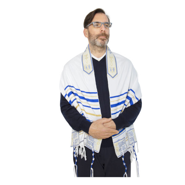 The Blessing Tallit, Messianic Prayer Shawl Christian, Royal Blue Messianic Tallit 72”X22” With Bag, Israel Design. - Image 4