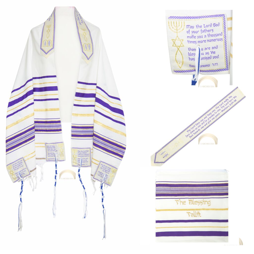 The Blessing Tallit, Messianic Prayer Shawl Christian, Purple Messianic ...