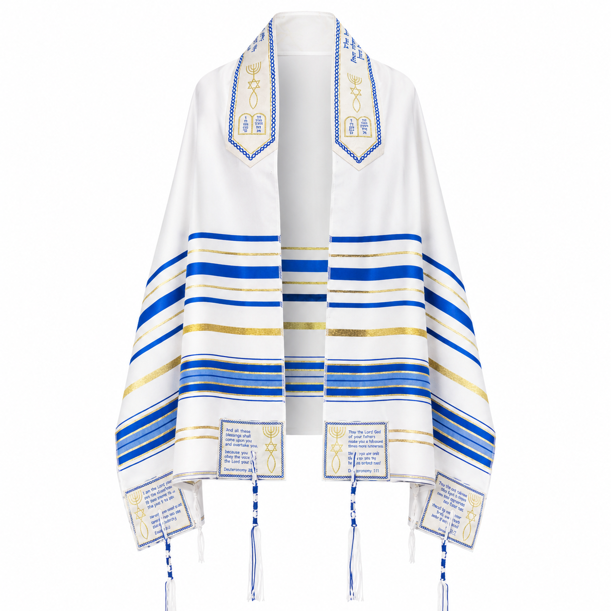 The Blessing Tallit, Messianic Prayer Shawl Christian, Royal Blue Messianic Tallit 72”X22” With Bag, Israel Design.