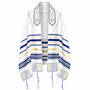 The Blessing Tallit, Messianic Prayer Shawl Christian, Navy Blue Messianic Tallit 72”X22” With Bag, Israel Design.