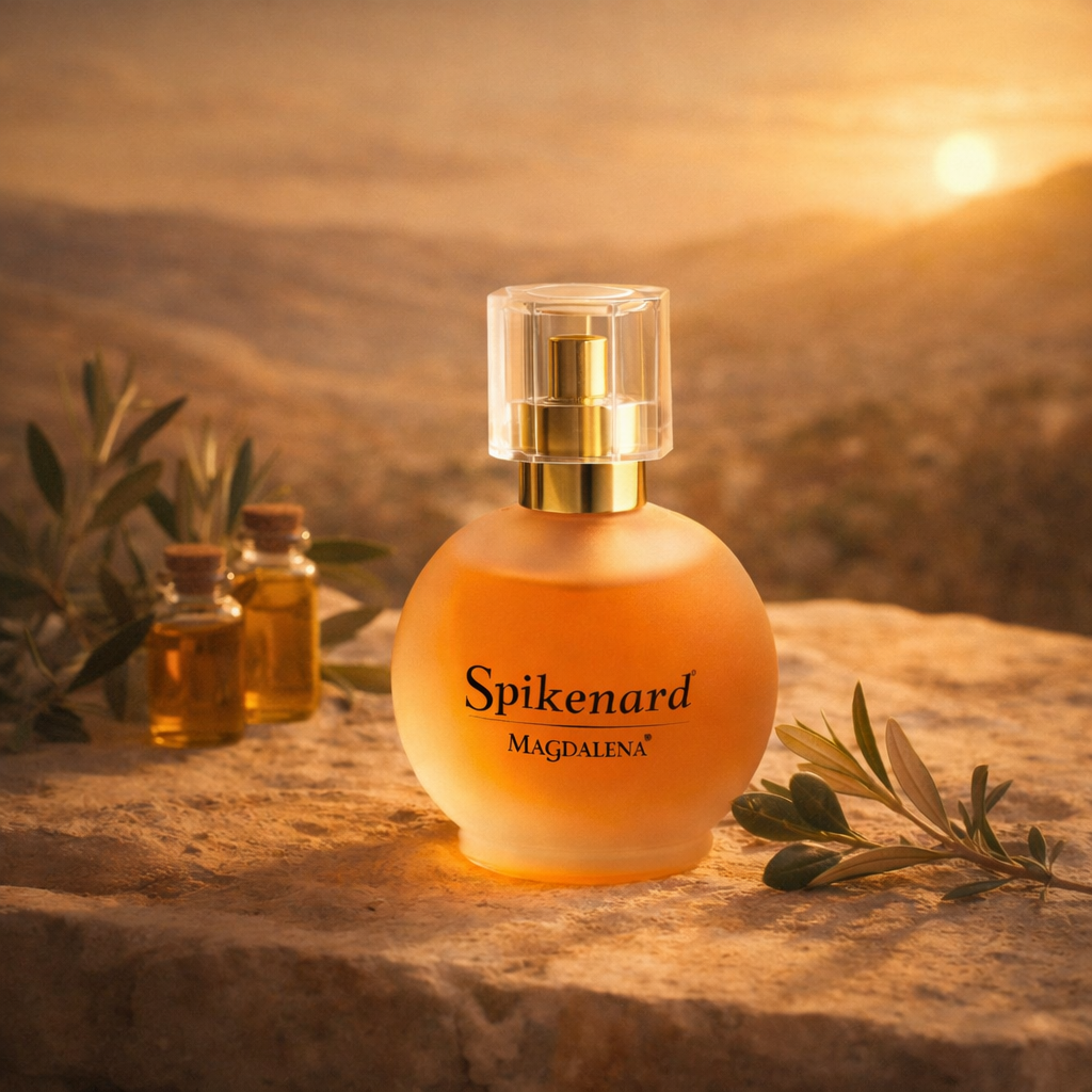 Spikenard Magdalena perfume overlooking Jerusalem, Holy Land inspired fragrance with biblical significance