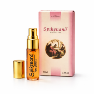 Travel Size Biblical Perfume Spikenard Magdalena 10ml fragrance spray with gift box packaging.