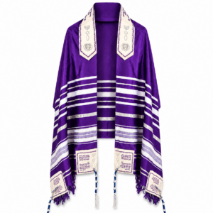 Christian Prayer Shawl – Holy Promise Purple Messianic Tallit with Biblical Verses, 72" x 22", Prayer Shawl with Bag